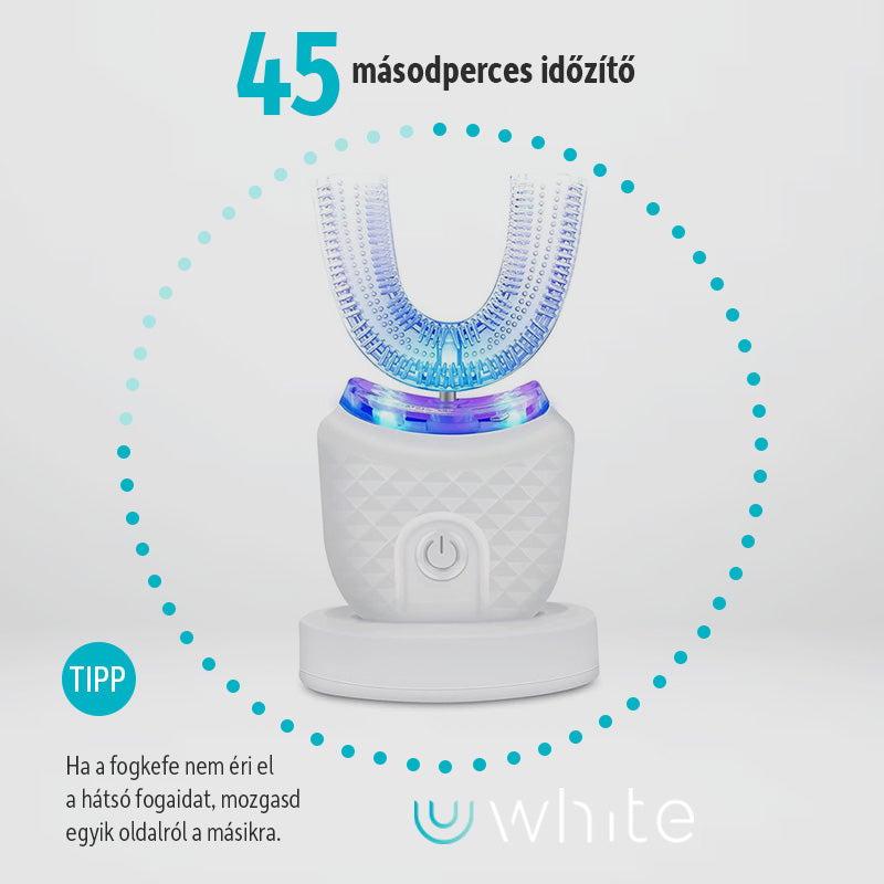 U-alakú, szónikus elektromos fogkefe szilikon fejjel, gyengéd tisztítás érzékeny fogakra